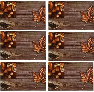 LOTUSKING Rectangular Pack of 6 Table Placemat(Grey, PVC)