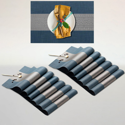 Daidokoro Rectangular Pack of 12 Table Placemat(Blue, Grey, PVC)