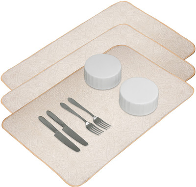 KUBER INDUSTRIES Rectangular Pack of 3 Table Placemat(Yellow, Microfibre)