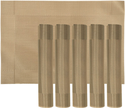 KUBER INDUSTRIES Rectangular Pack of 6 Table Placemat(Brown, PVC)