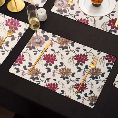 GREAT FASHION Rectangular Pack of 6 Table Placemat(Multicolor, Polyester)