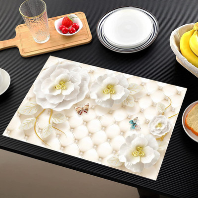 REVEXO Rectangular Pack of 6 Table Placemat(Peach, PVC)