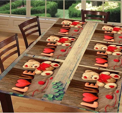 LOTUSKING Rectangular Pack of 6 Table Placemat(Orange, PVC)