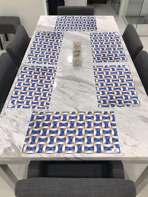 E-Retailer Rectangular Pack of 6 Table Placemat(Blue, PVC)