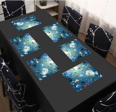LOTUSKING Rectangular Pack of 6 Table Placemat(Green, PVC)