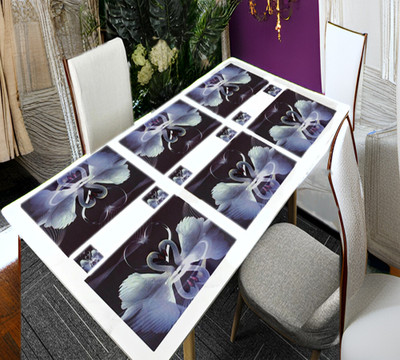 REVEXO Rectangular Pack of 6 Table Placemat(Black, PVC)