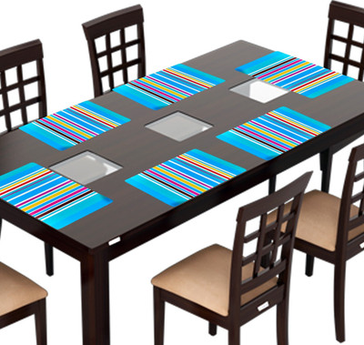Comfort House Rectangular Pack of 6 Table Placemat(Blue, PVC)