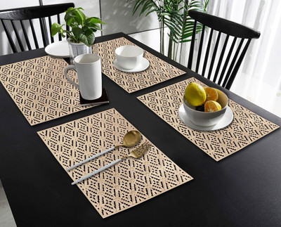 Flipkart SmartBuy Rectangular Pack of 4 Table Placemat(Gold, PVC)