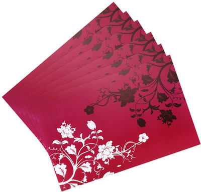 Castle Decor Rectangular Pack of 6 Table Placemat(Red, PVC)