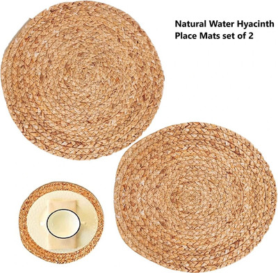 pjute Round Pack of 2 Table Placemat(Beige, Jute)