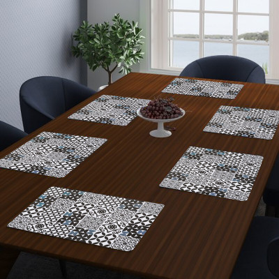 Dakshya Industries Rectangular Pack of 6 Table Placemat(Grey, White, PVC)