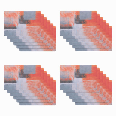 KUBER INDUSTRIES Rectangular Pack of 24 Table Placemat(Orange, Grey, PVC)