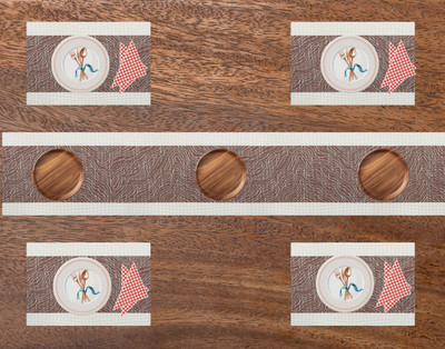 Tabletext Rectangular Pack of 5 Table Placemat(Brown, PVC)