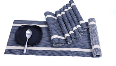 Bhaguji Rectangular Pack of 7 Table Placemat(Blue, PVC)