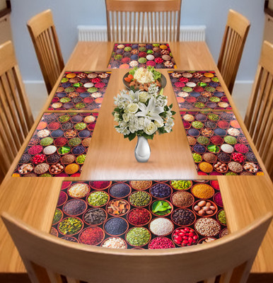 Kanushi Industries Rectangular Pack of 6 Table Placemat(Multicolor, PVC)