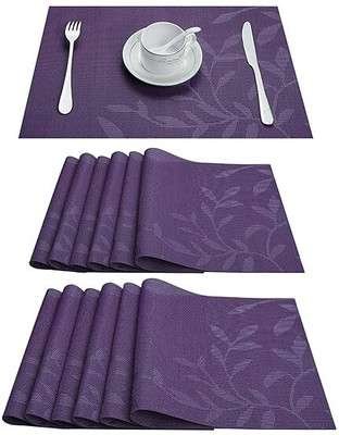 DANSR Rectangular Pack of 12 Table Placemat(Purple, Polyester)