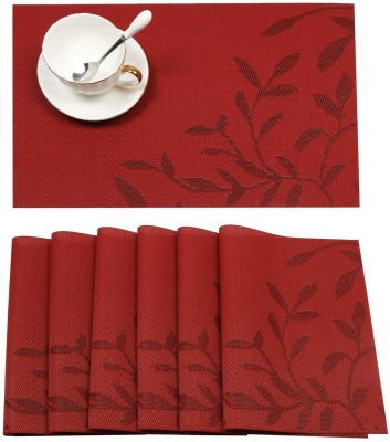 AMORDIV Rectangular Pack of 6 Table Placemat(Maroon, PVC)