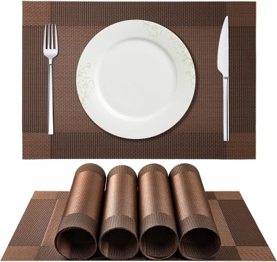 Royalkart Rectangular Pack of 6 Table Placemat(Brown, PVC, Silk)
