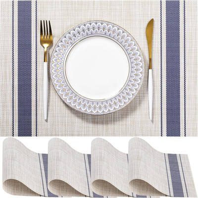 shopping mart Rectangular Pack of 4 Table Placemat(Beige, Polyester, Plastic)