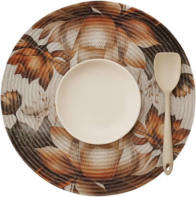 PPP Round Pack of 1 Table Placemat(Multicolor, Polyester)