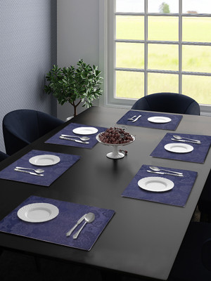 Saral Home Rectangular Pack of 6 Table Placemat(Blue, Cotton)