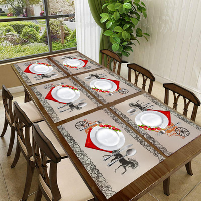 REVEXO Rectangular Pack of 6 Table Placemat(Grey, PVC)