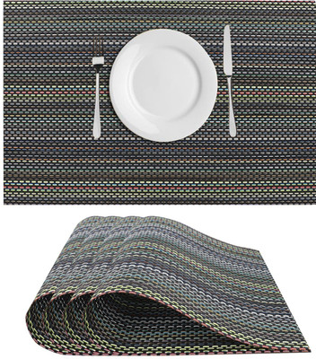 Dakshya Industries Rectangular Pack of 4 Table Placemat(Green, PVC)
