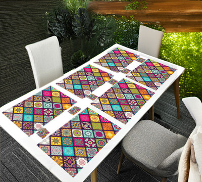 REVEXO Rectangular Pack of 6 Table Placemat(Multicolor, Grey, PVC)