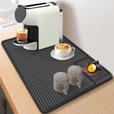 HOUSE OF QUIRK Rectangular Pack of 1 Table Placemat(Black, Silicone)