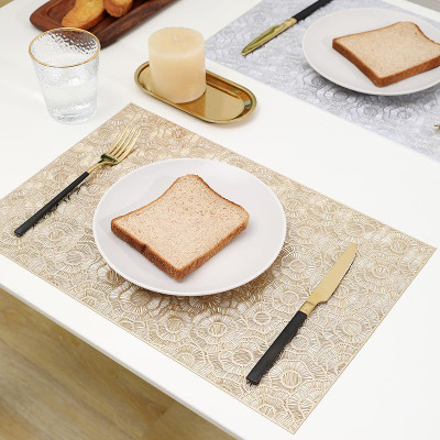 Dakshya Industries Rectangular Pack of 2 Table Placemat(Gold, PVC)