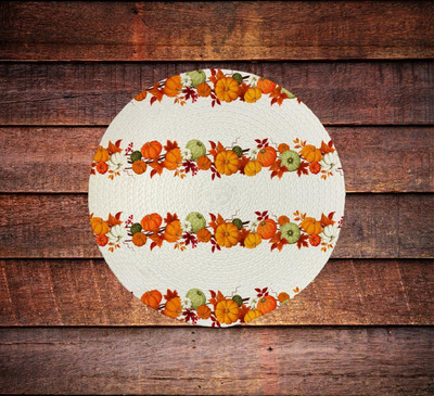 Onlyone1 Round Pack of 4 Table Placemat(Orange, White, Polyester)