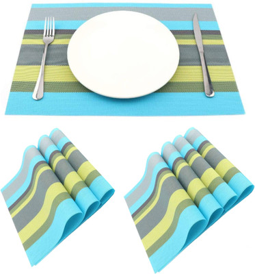 KitchEase Rectangular Pack of 7 Table Placemat(Multicolor, PVC)