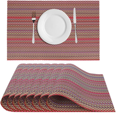 Dakshya Industries Rectangular Pack of 8 Table Placemat(Maroon, PVC)