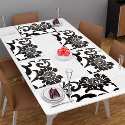 DPA Collection Rectangular Pack of 6 Table Placemat(Black, White, PVC)