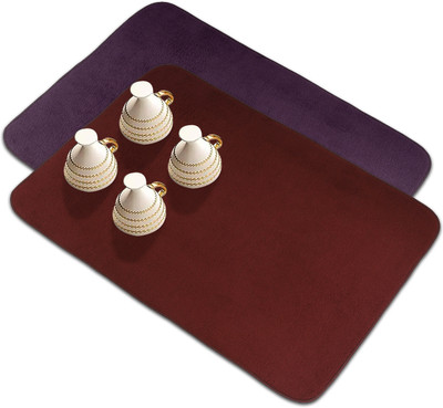 KUBER INDUSTRIES Rectangular Pack of 2 Table Placemat(Purple, Maroon, Microfibre)