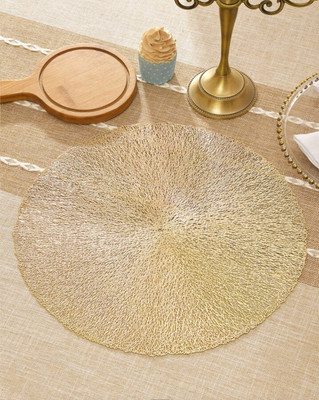 DELHI PVC CORP Round Pack of 2 Table Placemat(Gold, Lace)
