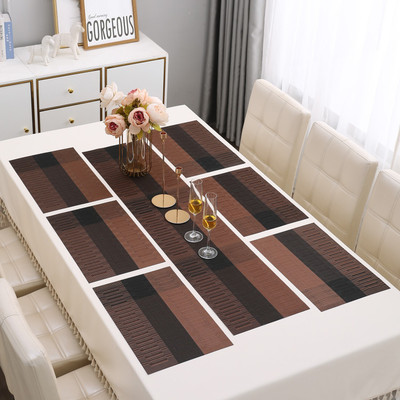 HOKiPO Rectangular Pack of 7 Table Placemat(Brown, PVC)