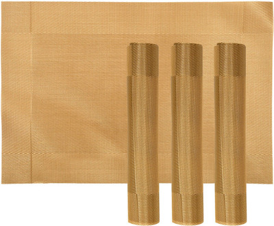 KUBER INDUSTRIES Rectangular Pack of 4 Table Placemat(Gold, PVC)