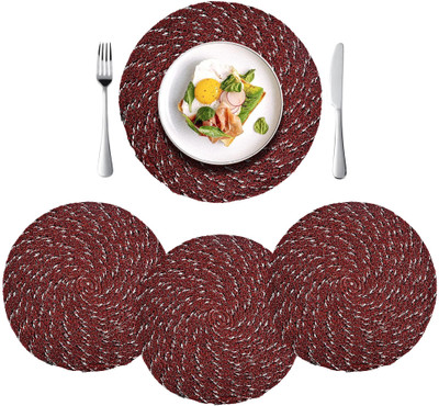 KUBER INDUSTRIES Round Pack of 4 Table Placemat(Maroon, Cotton)