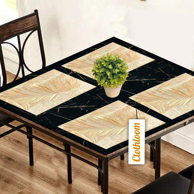 Clothloom Rectangular Pack of 4 Table Placemat(Gold, PVC)