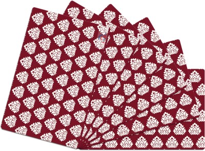 Heart Home Rectangular Pack of 6 Table Placemat(Maroon, PVC)