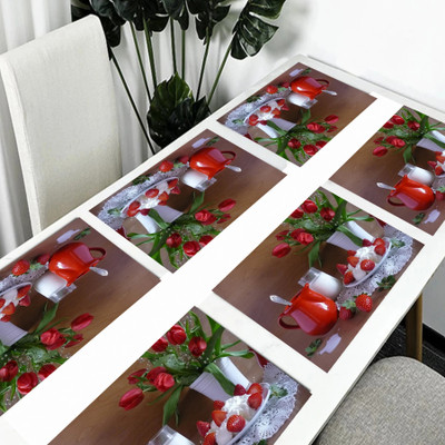 REVEXO Rectangular Pack of 6 Table Placemat(Multicolor, PVC)