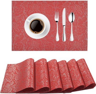 Daidokoro Rectangular Pack of 6 Table Placemat(Red, PVC)