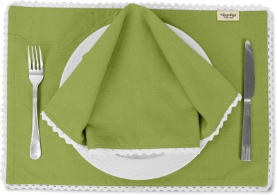 Vargottam Rectangular Pack of 6 Table Placemat(Green, Cotton)