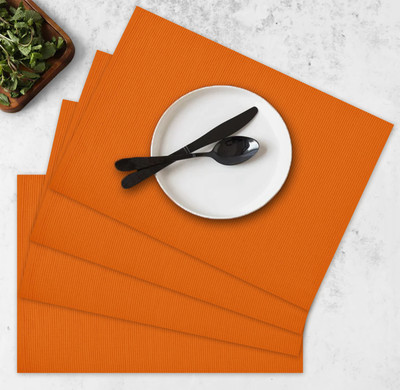 OASIS Rectangular Pack of 4 Table Placemat(Orange, Cotton)