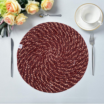 Heart Home Round Pack of 1 Table Placemat(Maroon, Cotton)