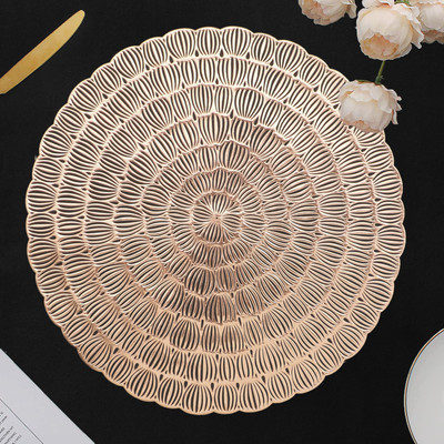 Dakshya Industries Round Pack of 2 Table Placemat(Gold, PVC)