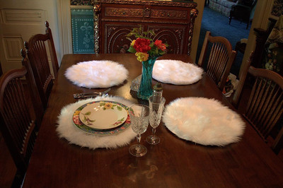 PICKKART Round Pack of 4 Table Placemat(White, Polyester)