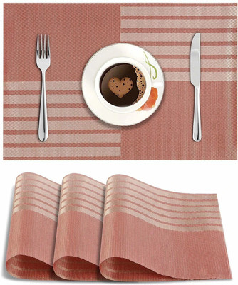 HOKiPO Rectangular Pack of 4 Table Placemat(Red, PVC)