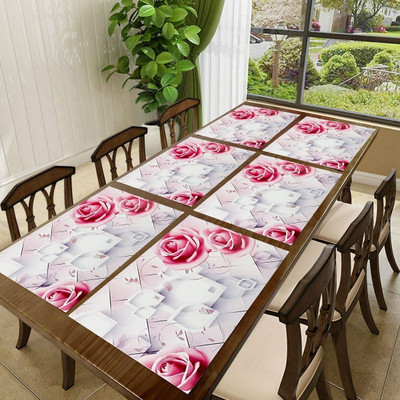 SANRAKSSHAN Rectangular Pack of 6 Table Placemat(Blue, PVC)